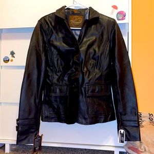 Real, Black, Leather Jacket. XL